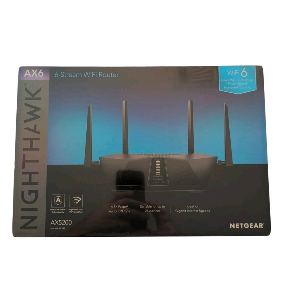 NETGEAR AX5200 Nighthawk 6-Stream Dual-Band Wi-Fi Router - Black New Sealed